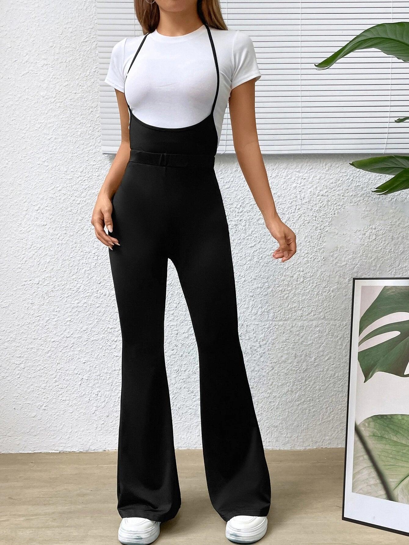 Solid Colored Backless Tie Jumpsuit-Comfy Jumpsuits