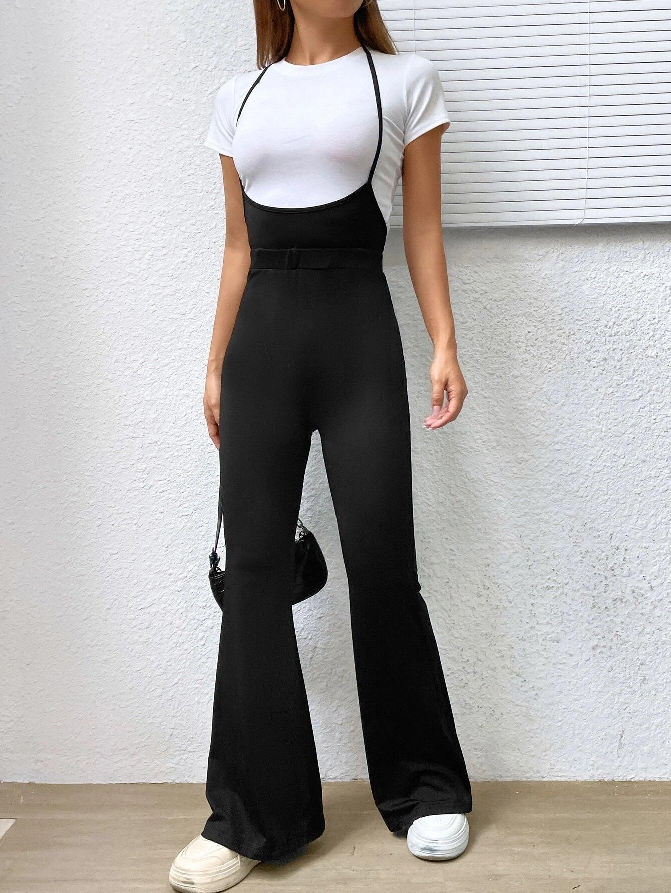 Solid Colored Backless Tie Jumpsuit-Comfy Jumpsuits
