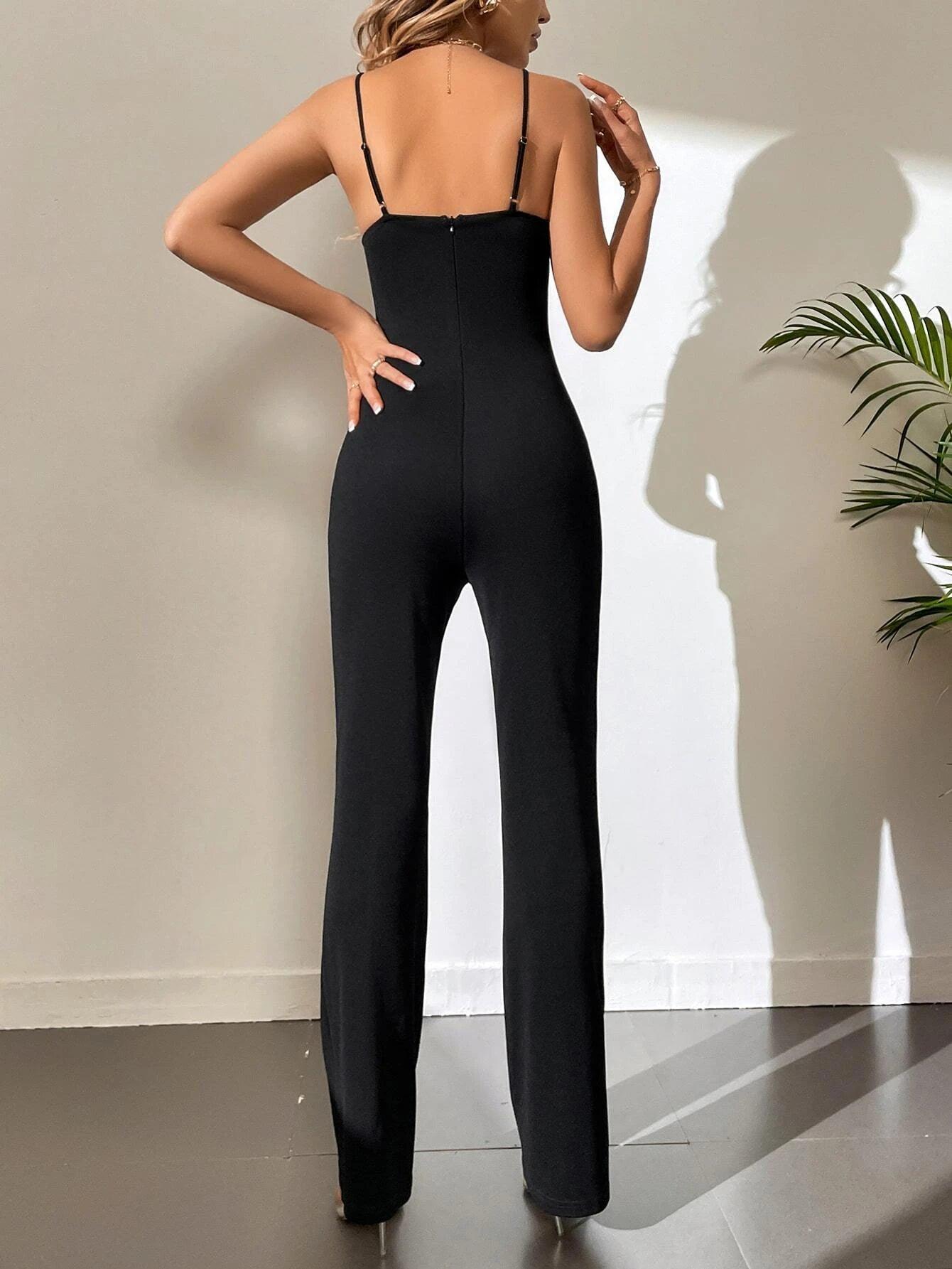 Elegant Tall Contrast Lace Jumpsuit-Comfy Jumpsuits