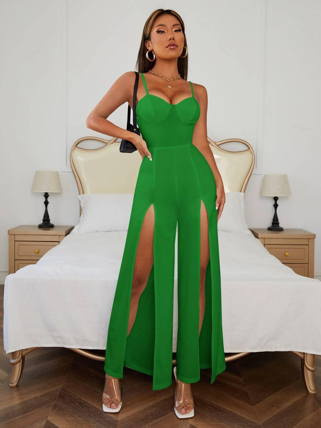 Split Hem Cami Jumpsuit-Comfy Jumpsuits