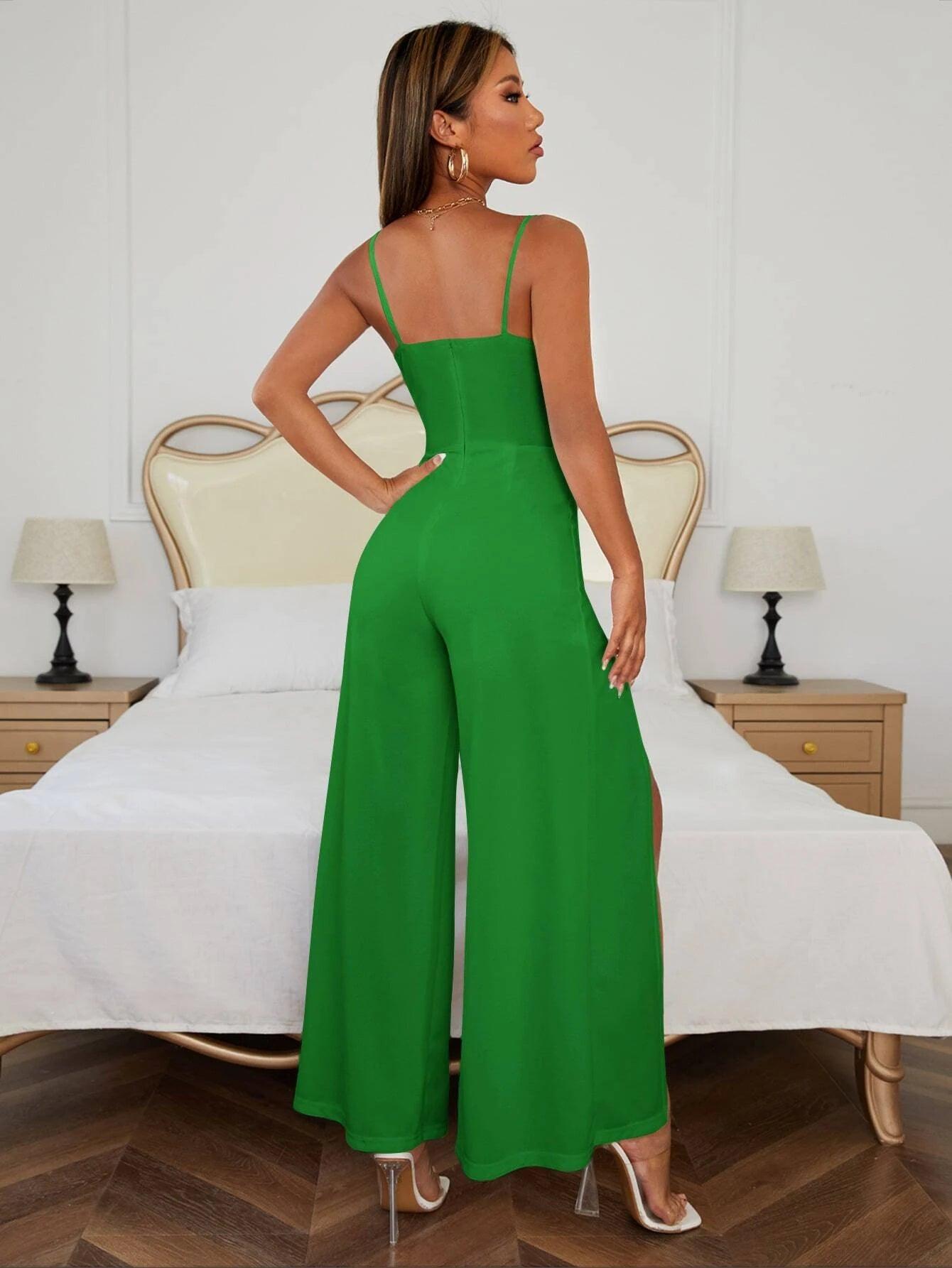 Split Hem Cami Jumpsuit-Comfy Jumpsuits