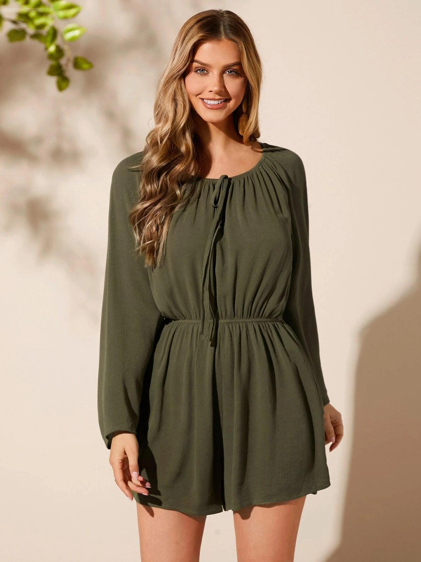Flounce Sleeved Romper-Comfy Jumpsuits