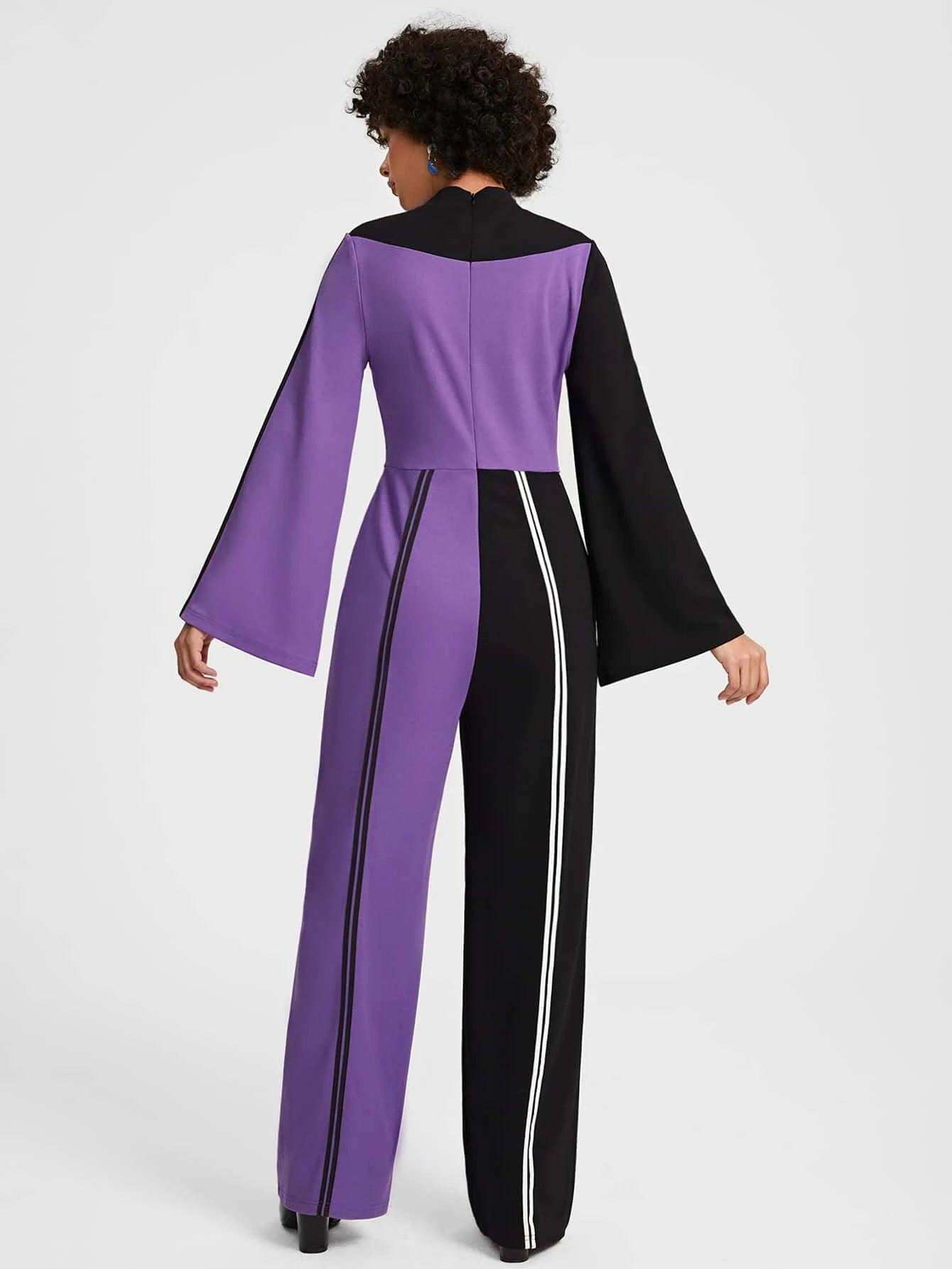 Contrast Binding Wide Leg Jumpsuit-Comfy Jumpsuits