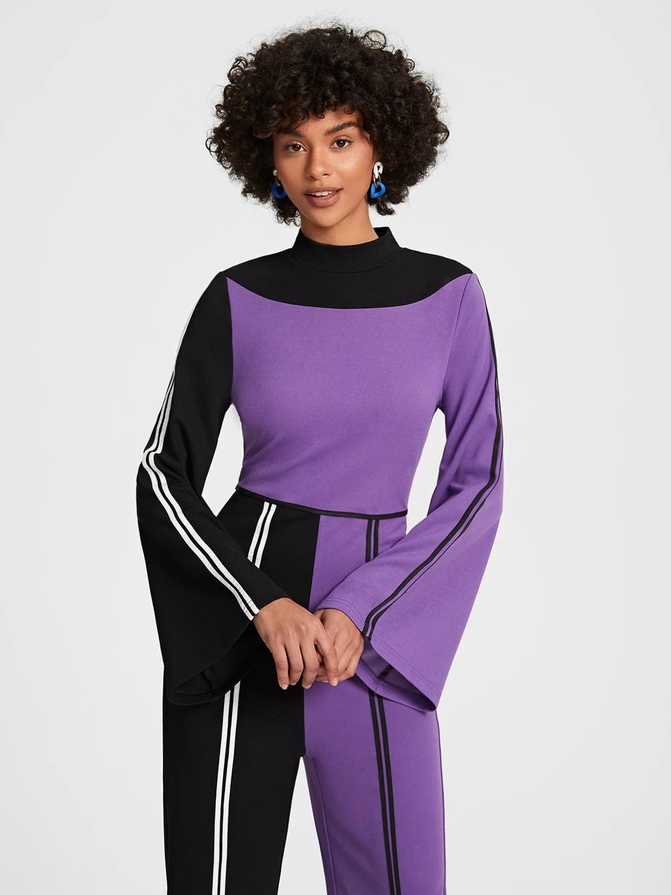 Contrast Binding Wide Leg Jumpsuit-Comfy Jumpsuits