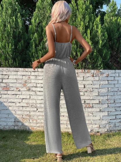 Front Knot Cami Jumpsuit-Comfy Jumpsuits