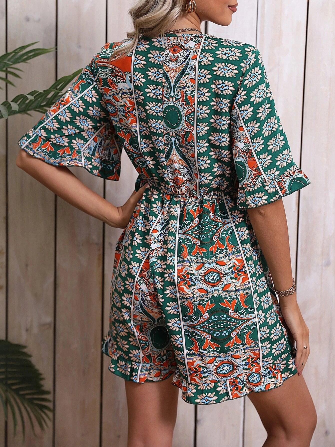 Elegant Flounce Sleeve Romper-Comfy Jumpsuits