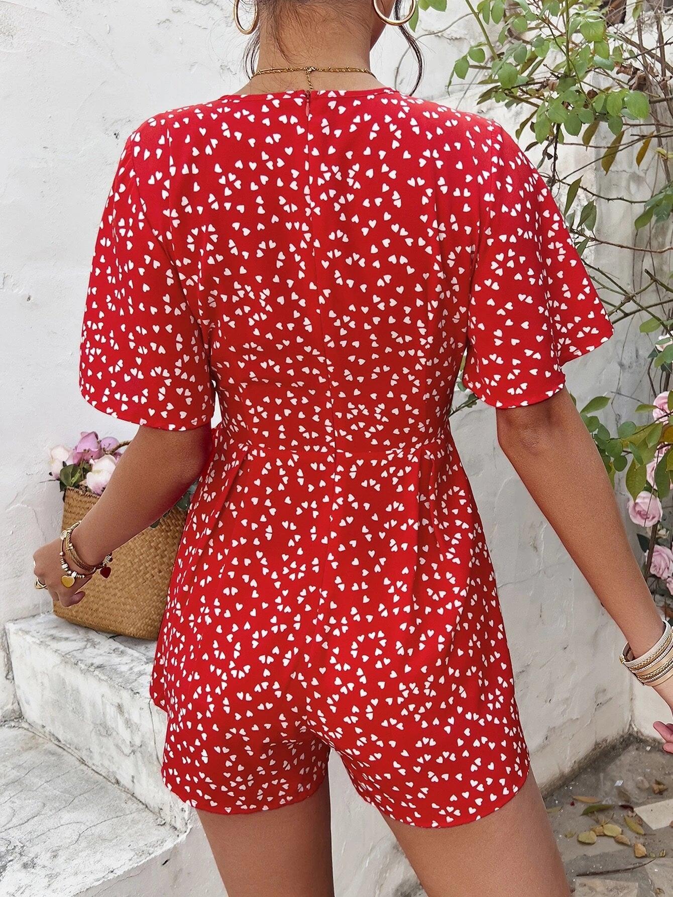 Butterfly Sleeve Printed Romper-Comfy Jumpsuits