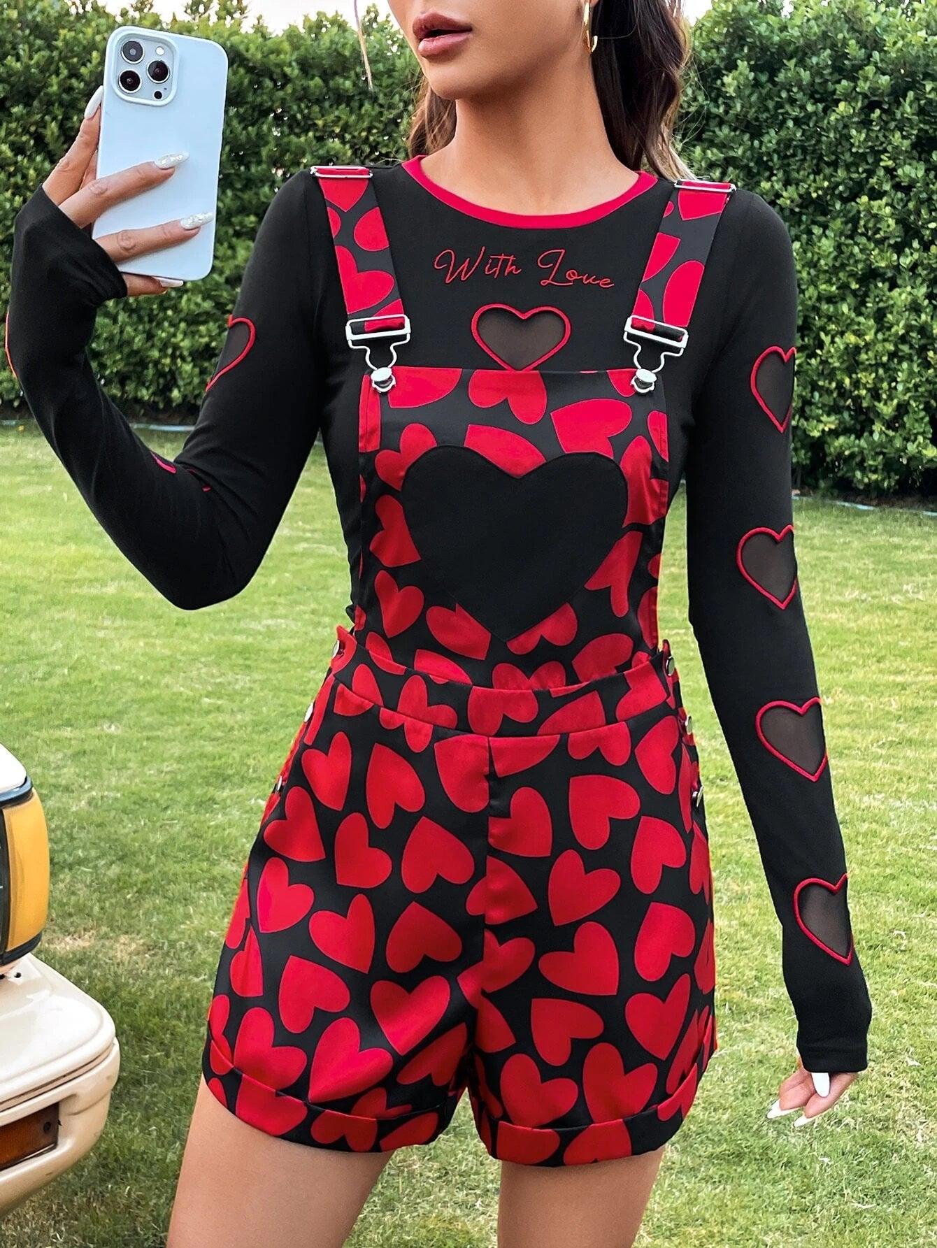 Printed Overall Romper Without Tee-Comfy Jumpsuits