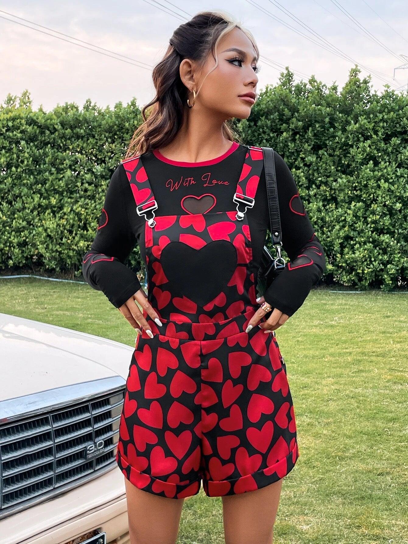 Printed Overall Romper Without Tee-Comfy Jumpsuits