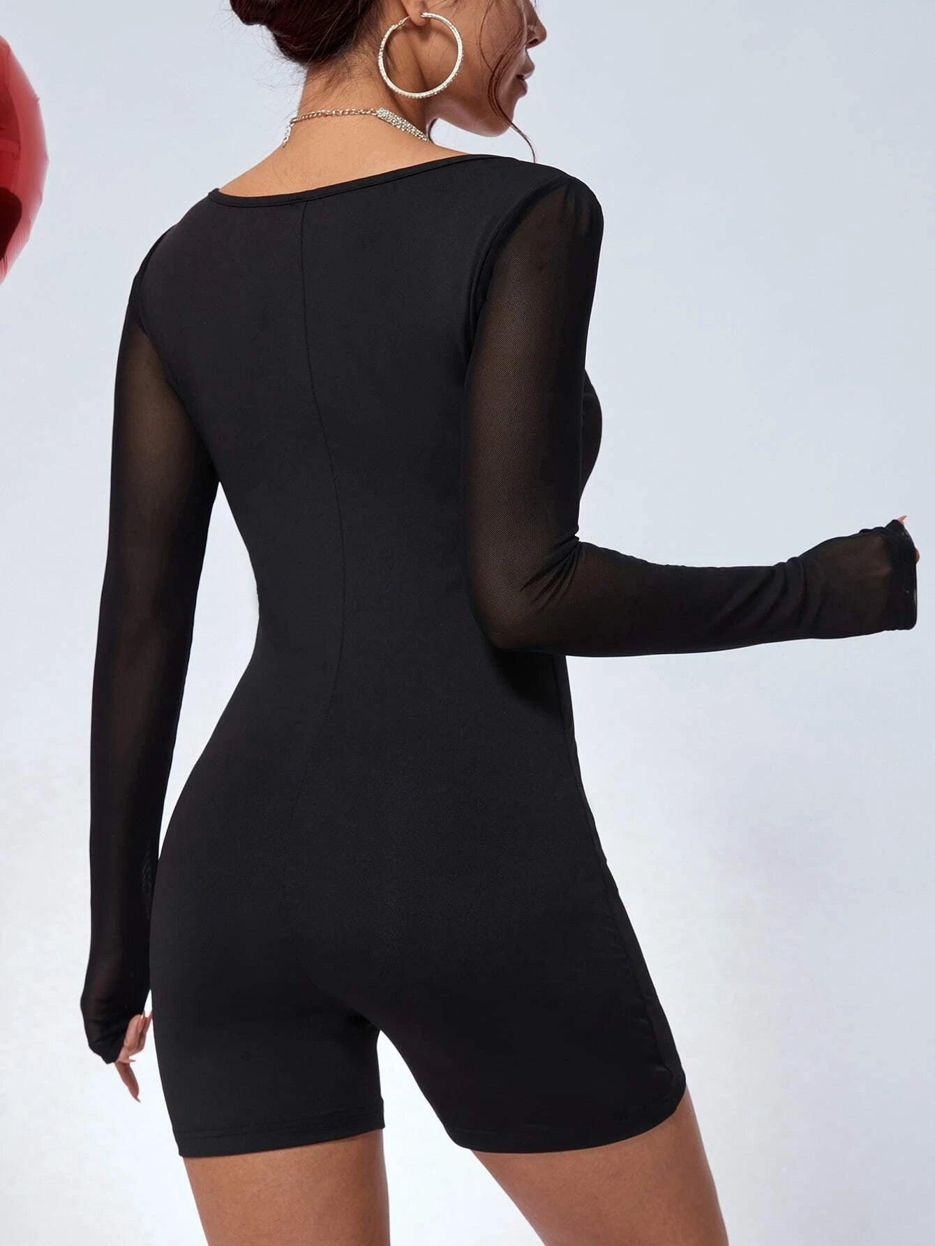 Scoop Neck Unitard Romper-Comfy Jumpsuits