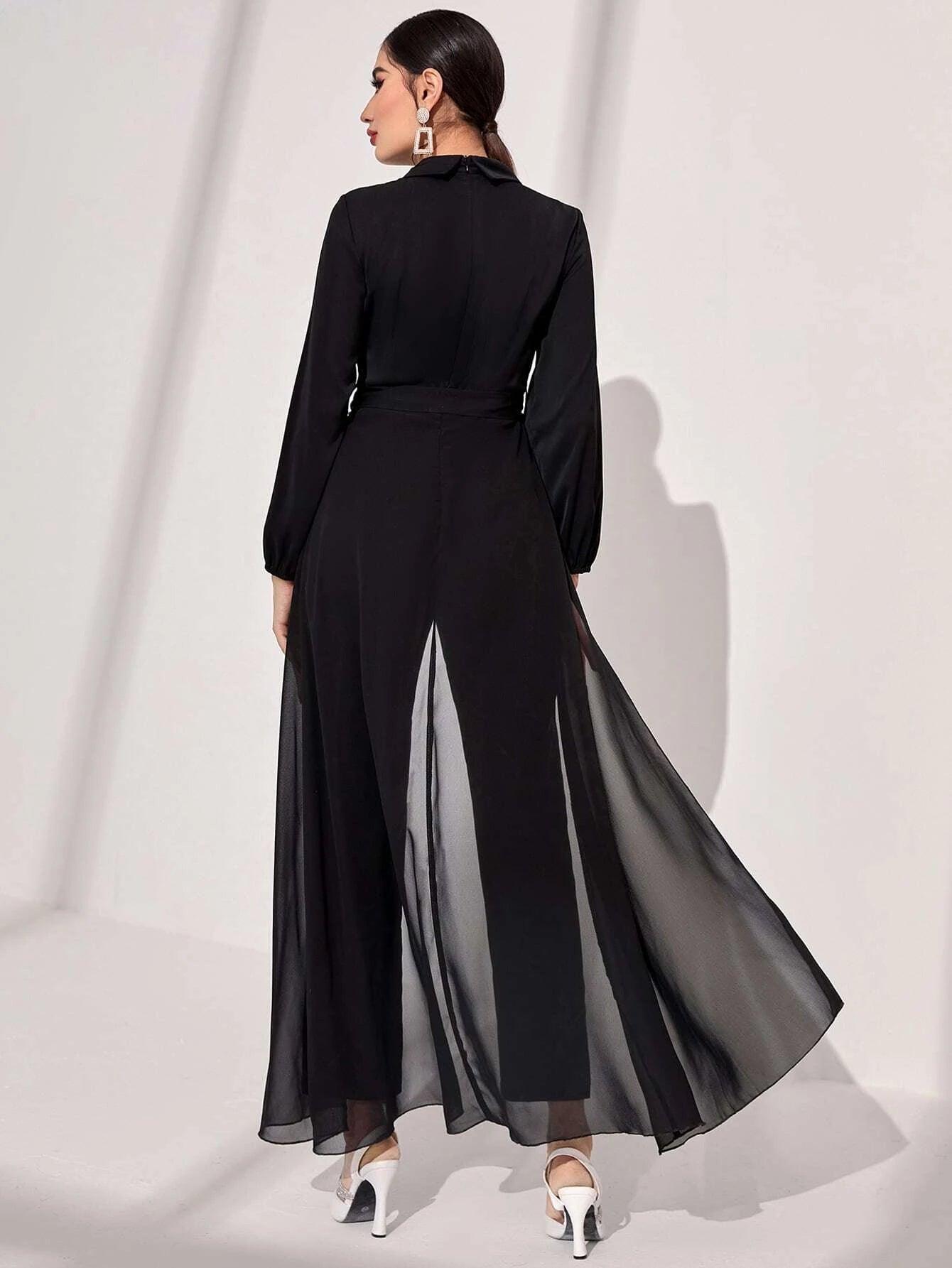 Keyhole Neckline Jumpsuit With Skirt-Comfy Jumpsuits