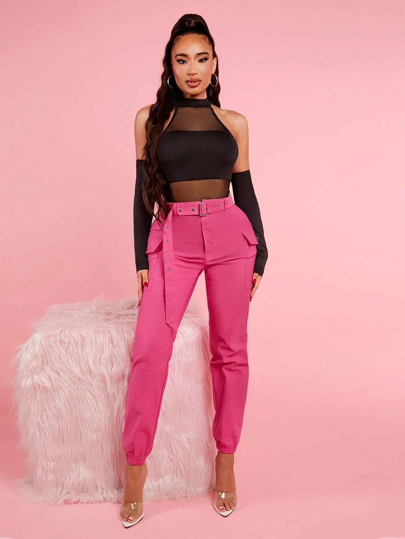 Mesh Insert Mock Neck Bodysuit With Sleeves-Comfy Jumpsuits