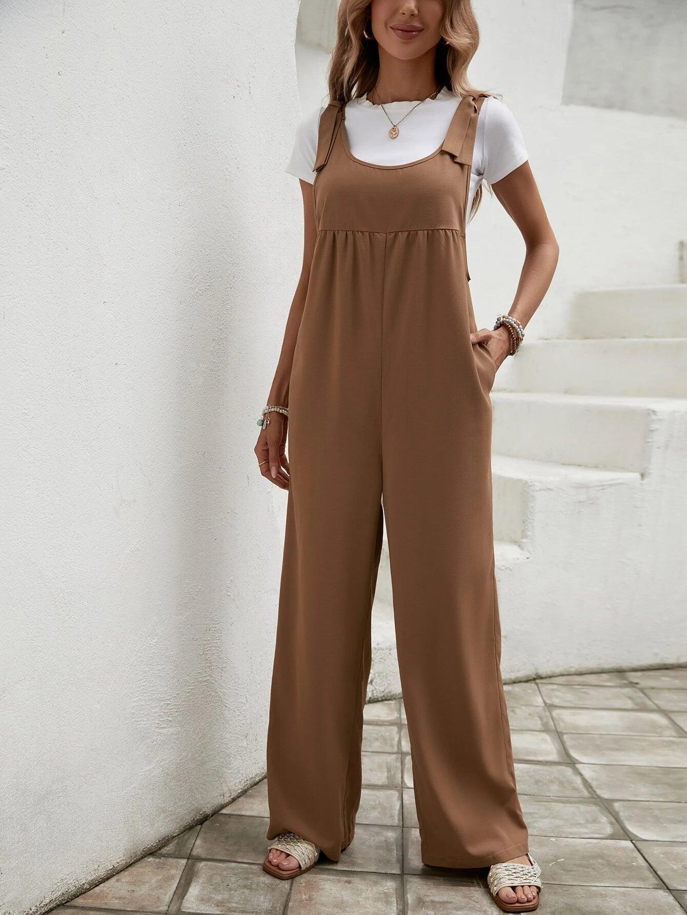 Scoop Neck Jumpsuit Without T-Shirt-Comfy Jumpsuits