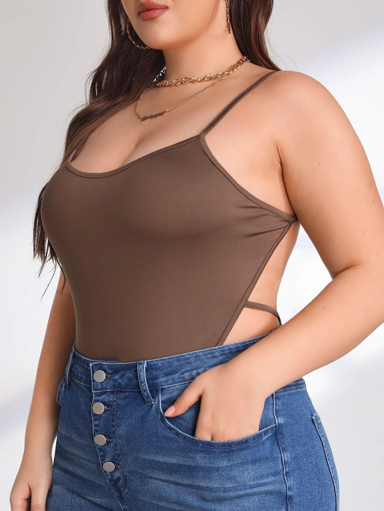 Plus Size Cami Bodysuit-Comfy Jumpsuits