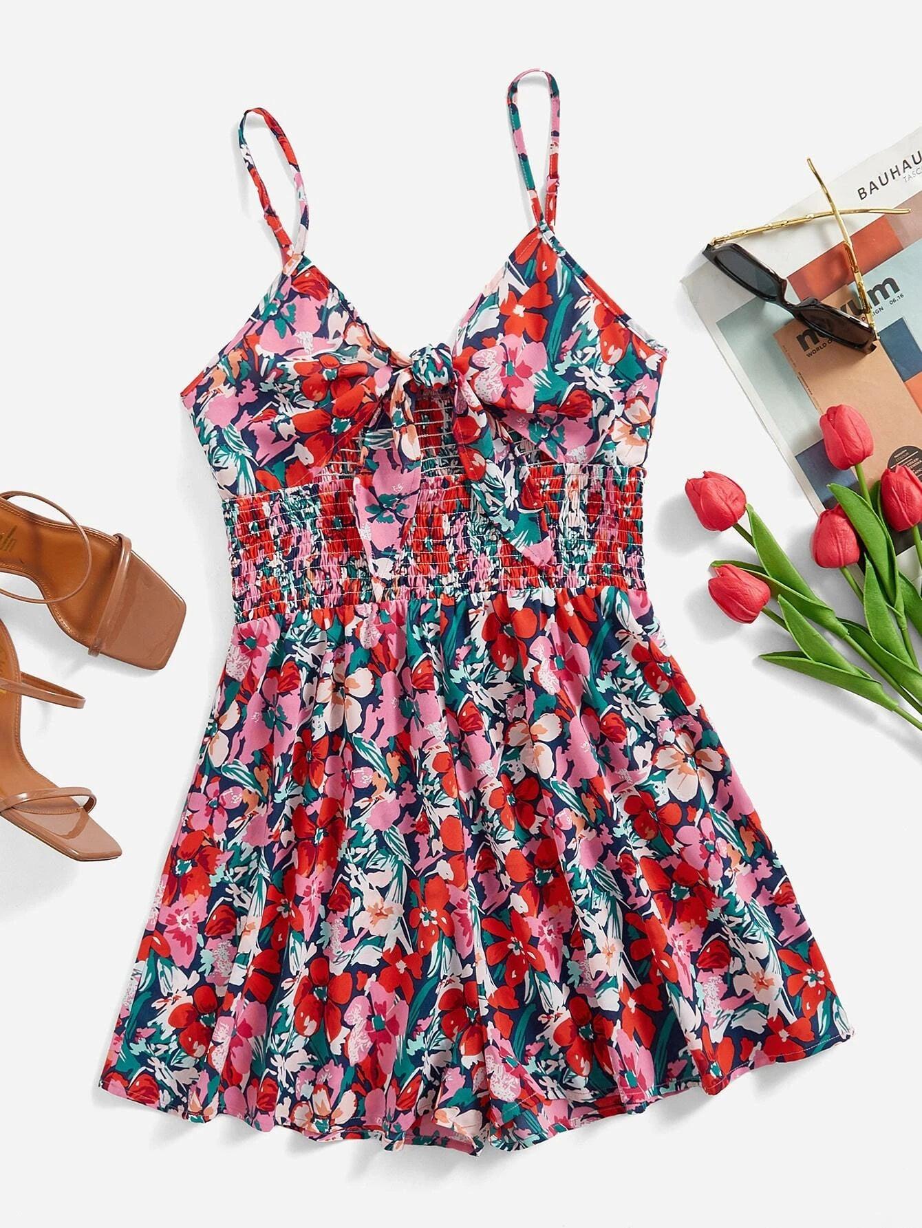 Floral Boho Backless Cami Romper-Comfy Jumpsuits