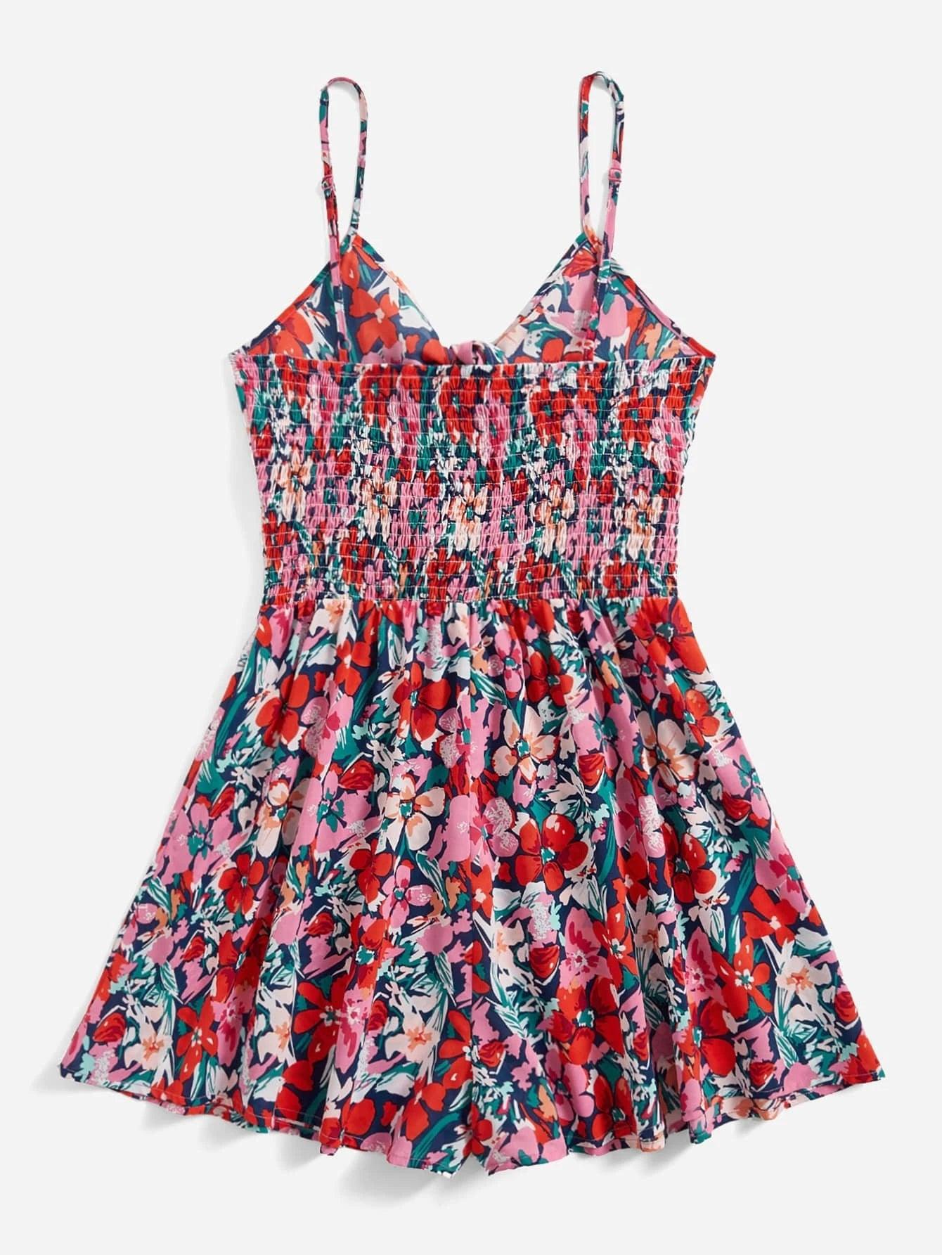 Floral Boho Backless Cami Romper-Comfy Jumpsuits