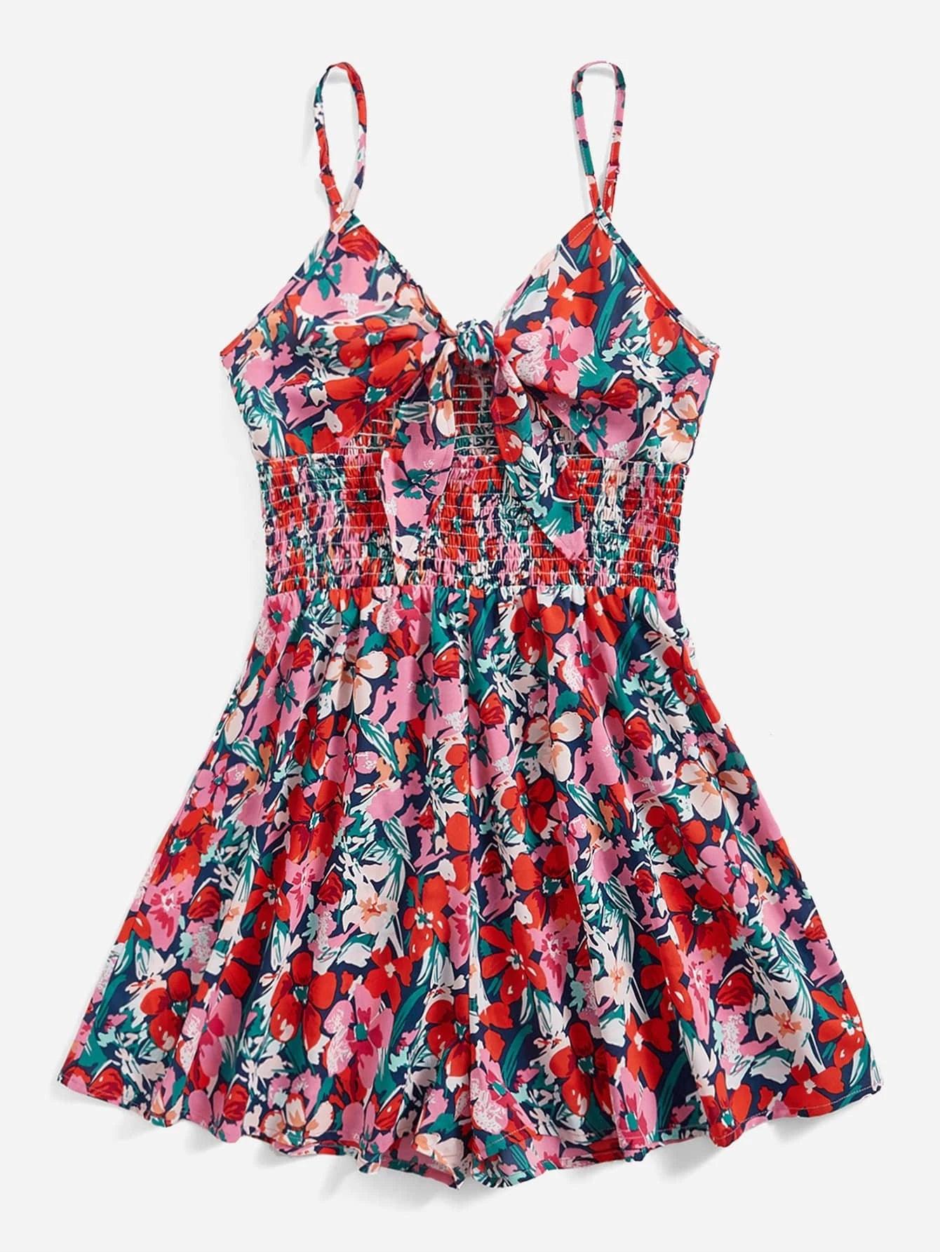 Floral Boho Backless Cami Romper-Comfy Jumpsuits