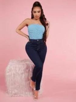 Strapless Solid Tube Bodysuit-Comfy Jumpsuits