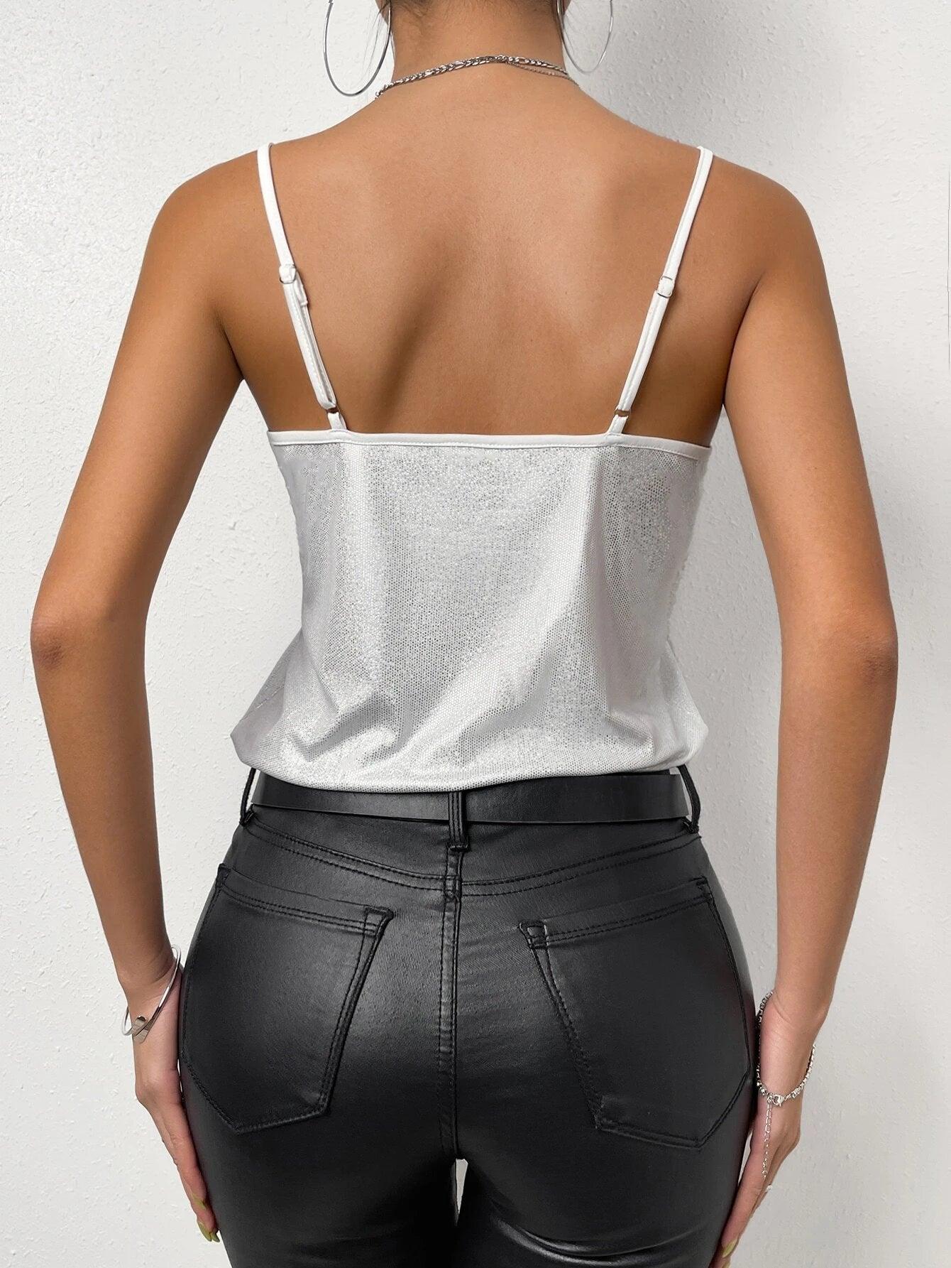 Solid Coloured Cami Bodysuit-Comfy Jumpsuits
