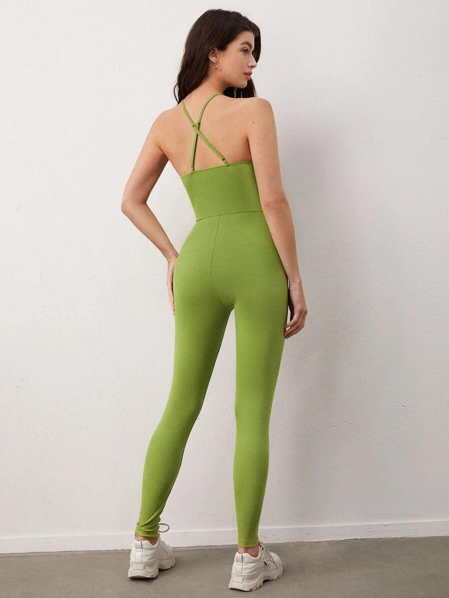 Solid Halter Unitard Jumpsuit-Comfy Jumpsuits
