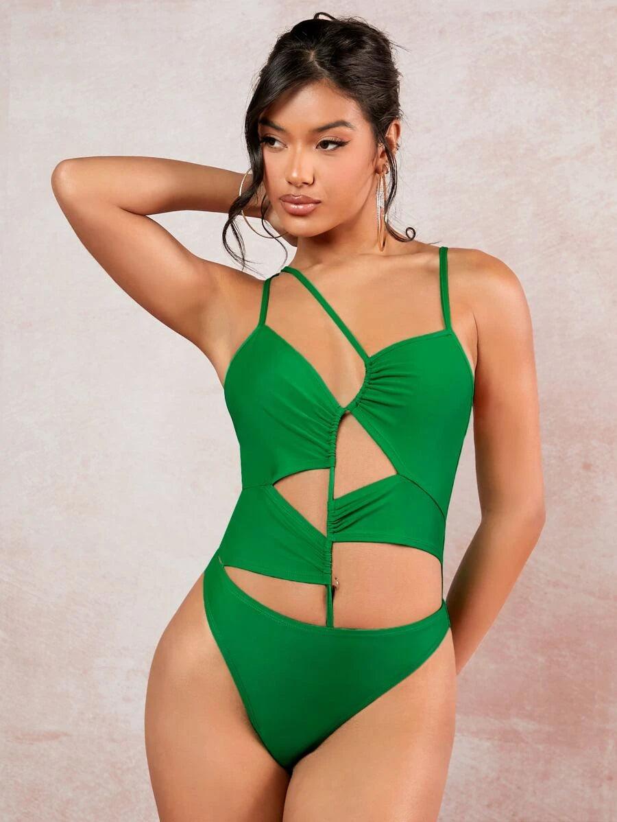 Slim Fit Cut Out Front Cami Bodysuit-Comfy Jumpsuits