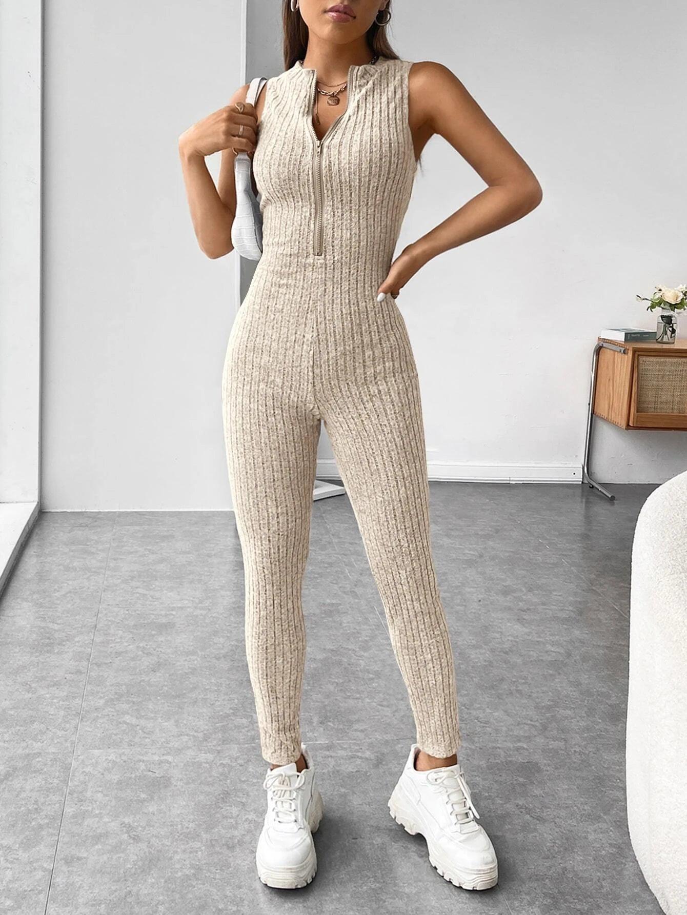 Zipper Front Unitard Jumpsuit-Comfy Jumpsuits