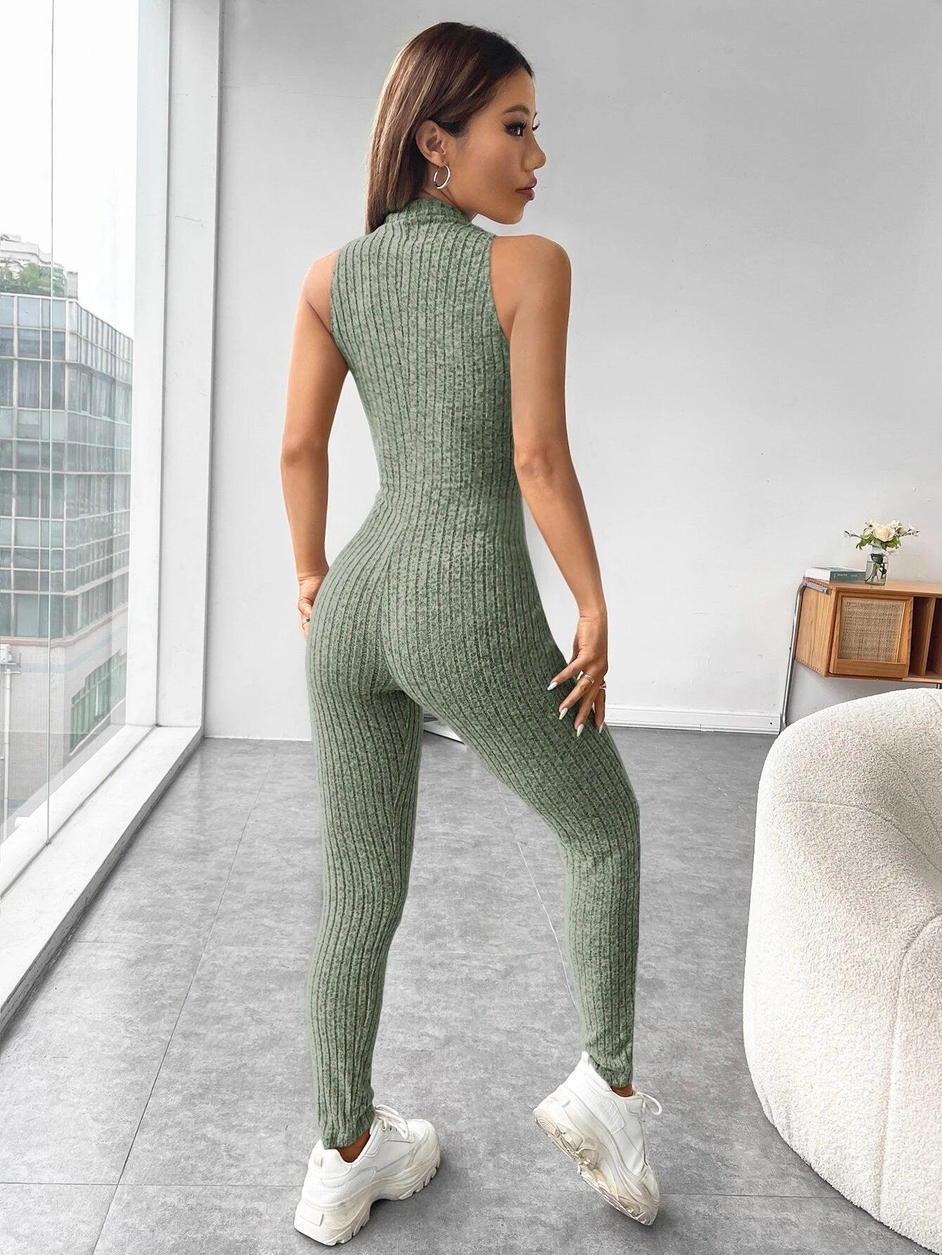 Zipper Front Unitard Jumpsuit-Comfy Jumpsuits