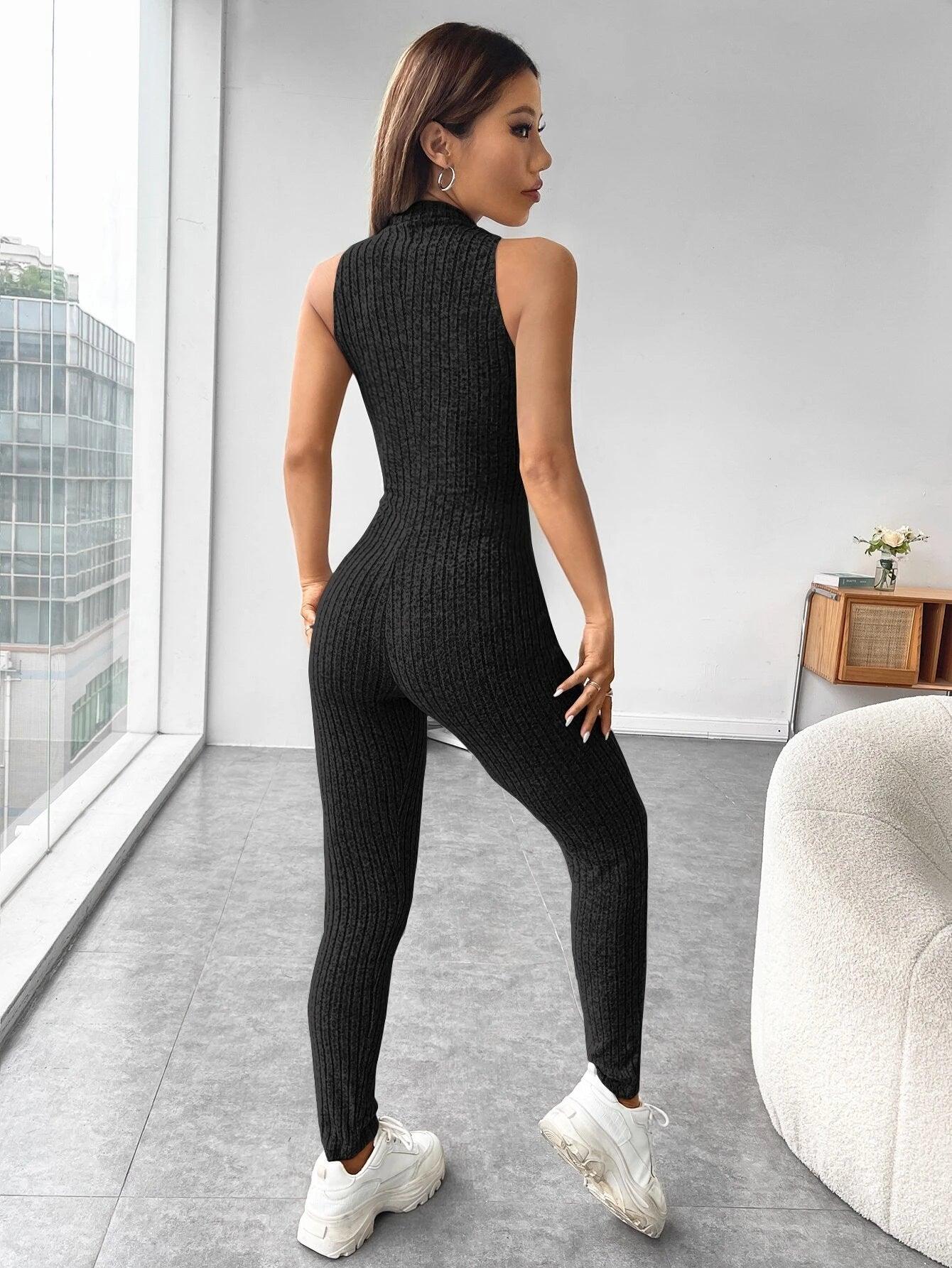 Zipper Front Unitard Jumpsuit-Comfy Jumpsuits