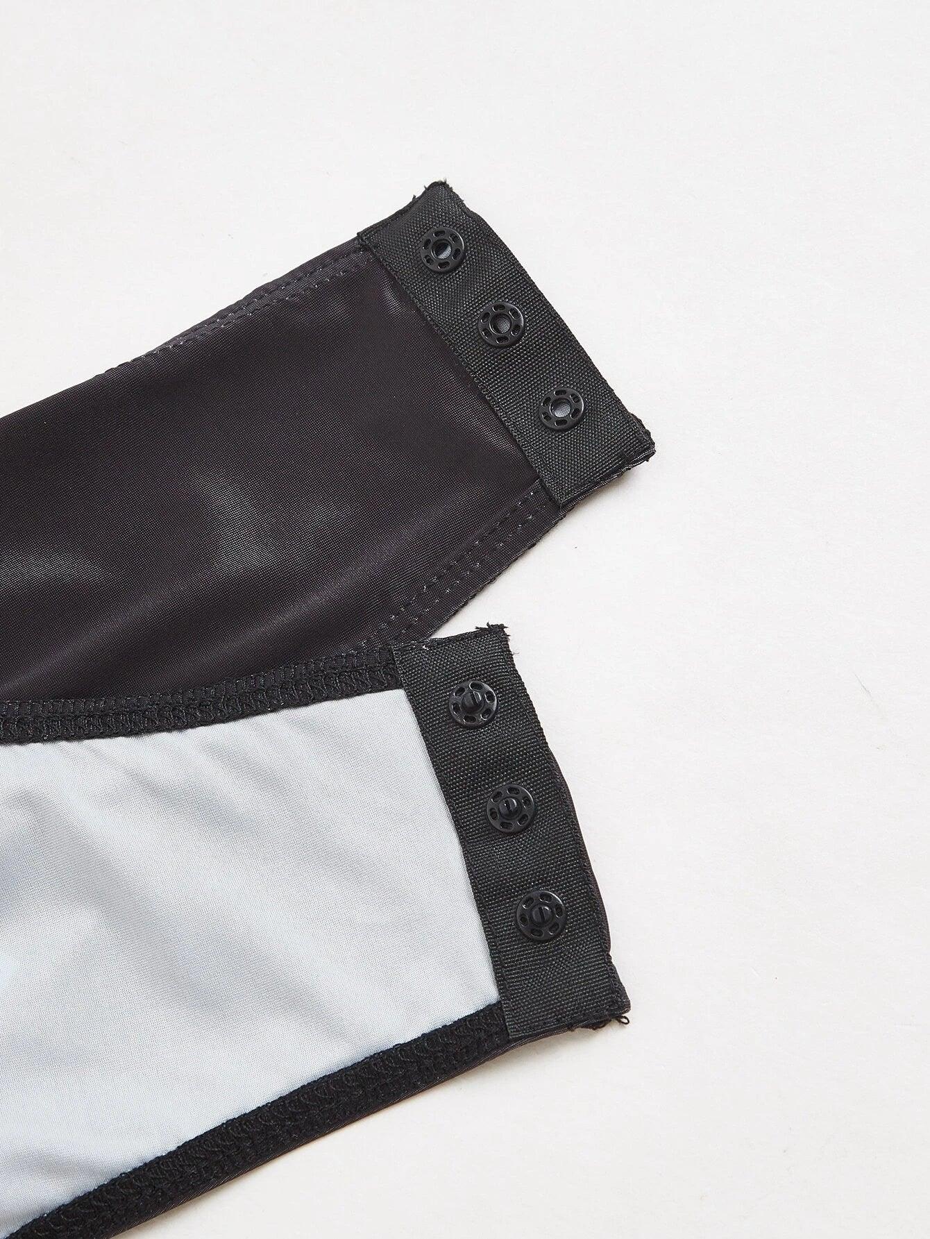 Letter Graphic O-ring Cut Out Bodysuit-Comfy Jumpsuits