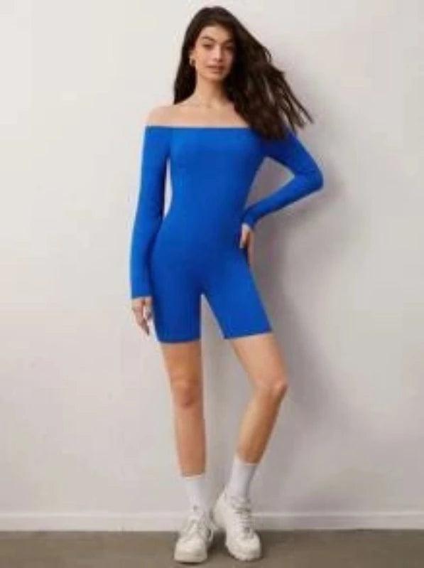 Cotton Off Shoulder Unitard Romper-Comfy Jumpsuits