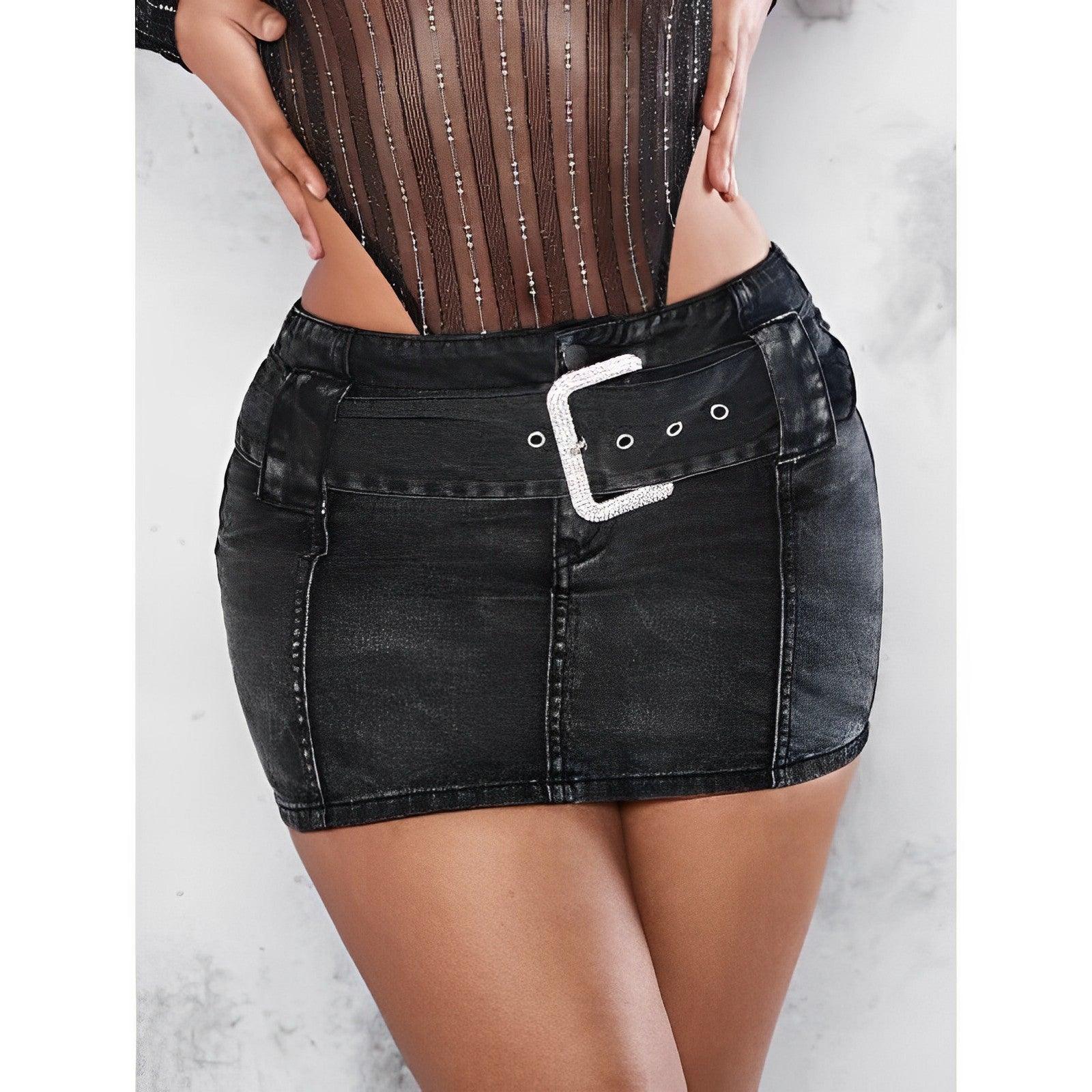 Rhinestone Detail High Cut Mesh Bodysuit-Comfy Jumpsuits