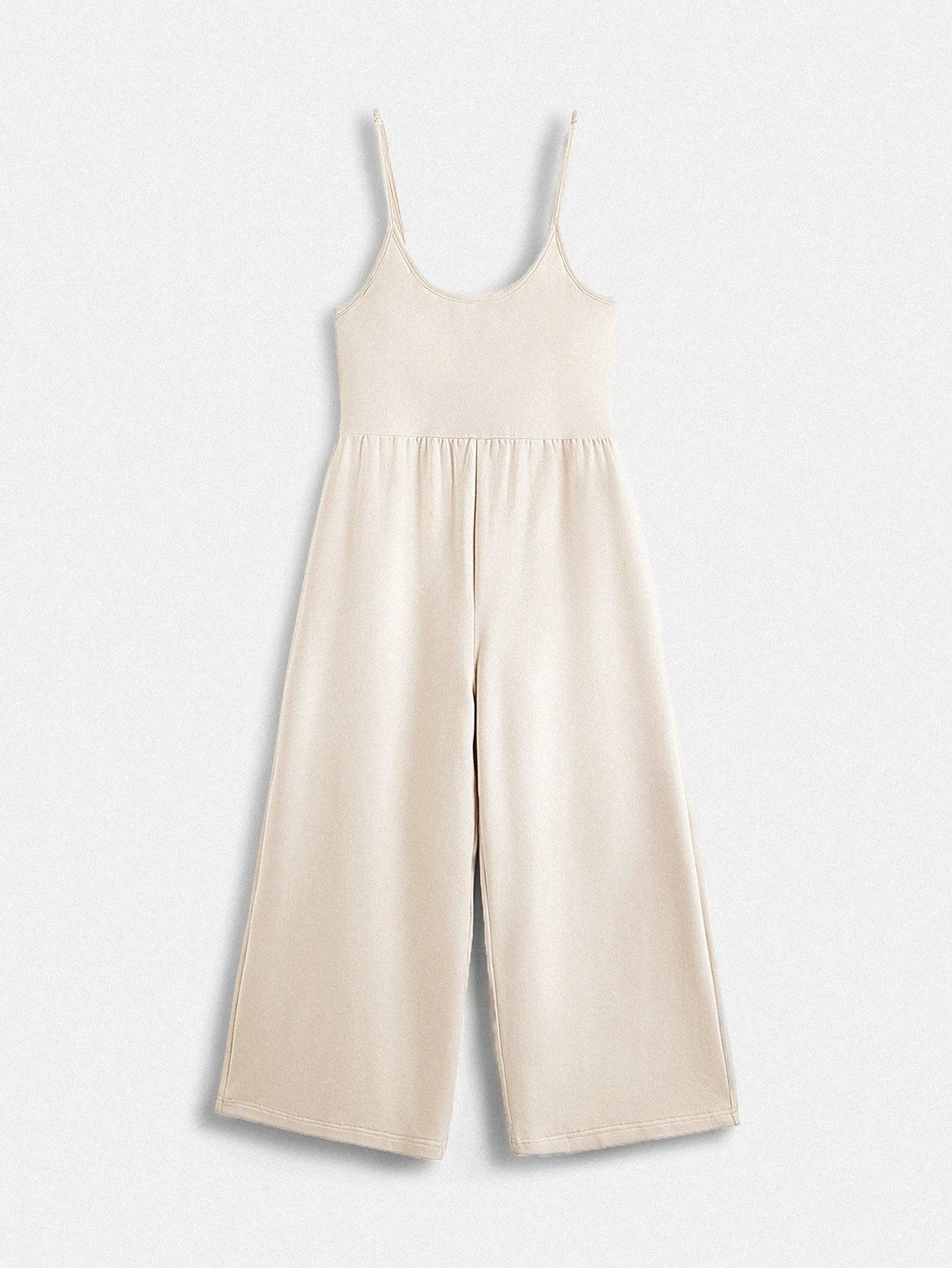 Cotton Solid Coloured Cami Jumpsuit-Comfy Jumpsuits