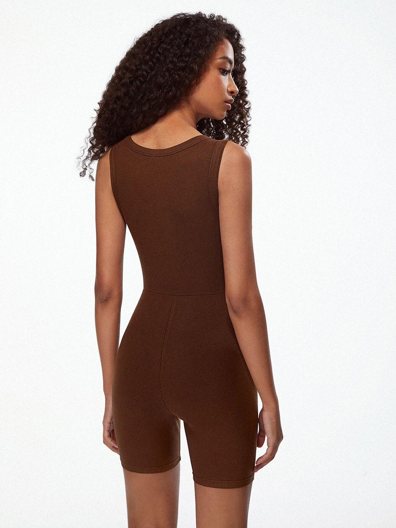 Cotton Solid V Neck Romper-Comfy Jumpsuits