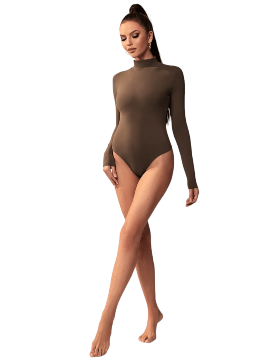 Turtle Neck High Stretch Slim Fit Thong Bodysuit