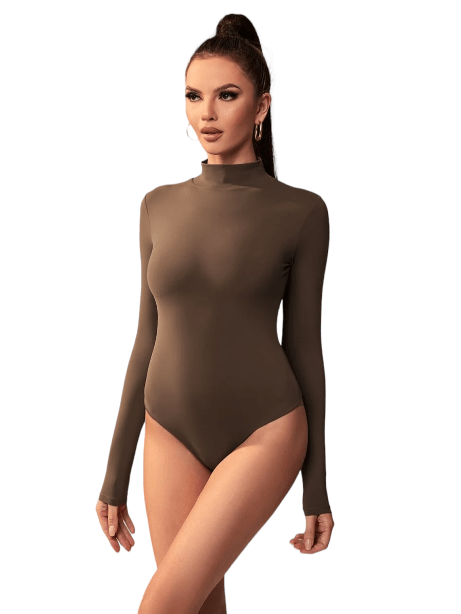 Turtle Neck High Stretch Slim Fit Thong Bodysuit