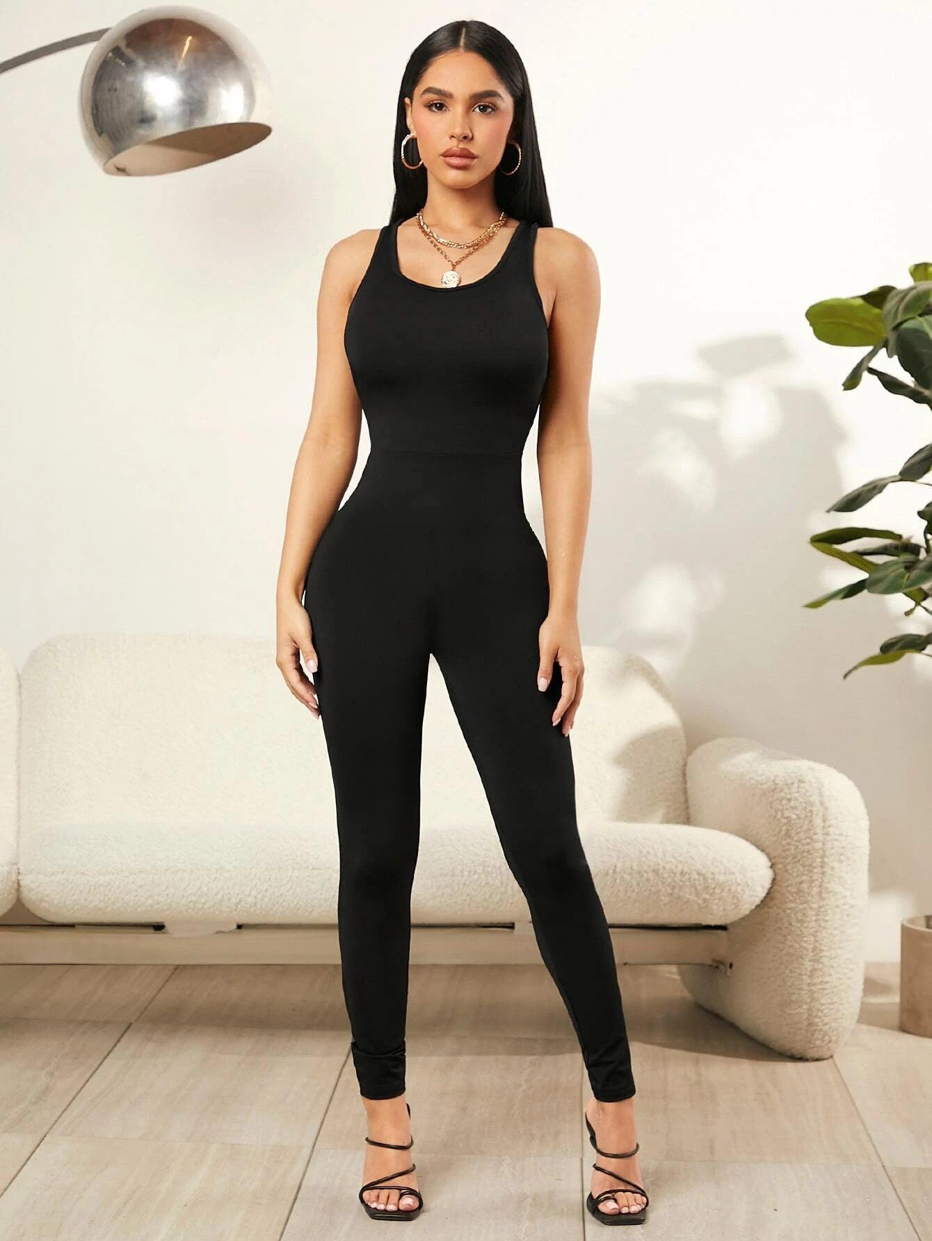 Crisscross Backless Unitard Jumpsuit-Comfy Jumpsuits