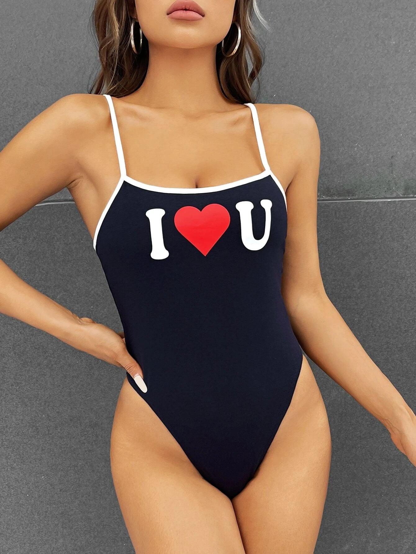 Slim Fit Contrast Binding Cami Bodysuit-Comfy Jumpsuits