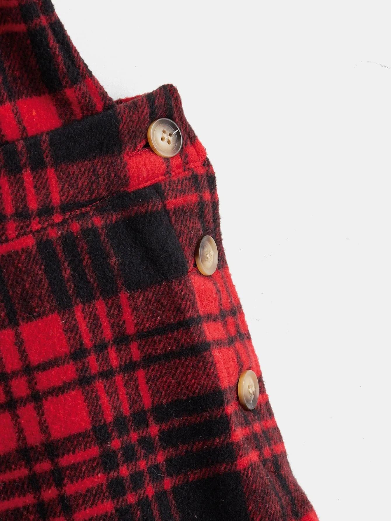 Plaid Print Overall Shorts-Comfy Jumpsuits