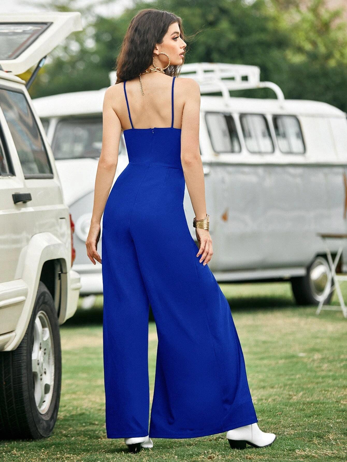 Split Sleeveless Jumpsuit-Comfy Jumpsuits
