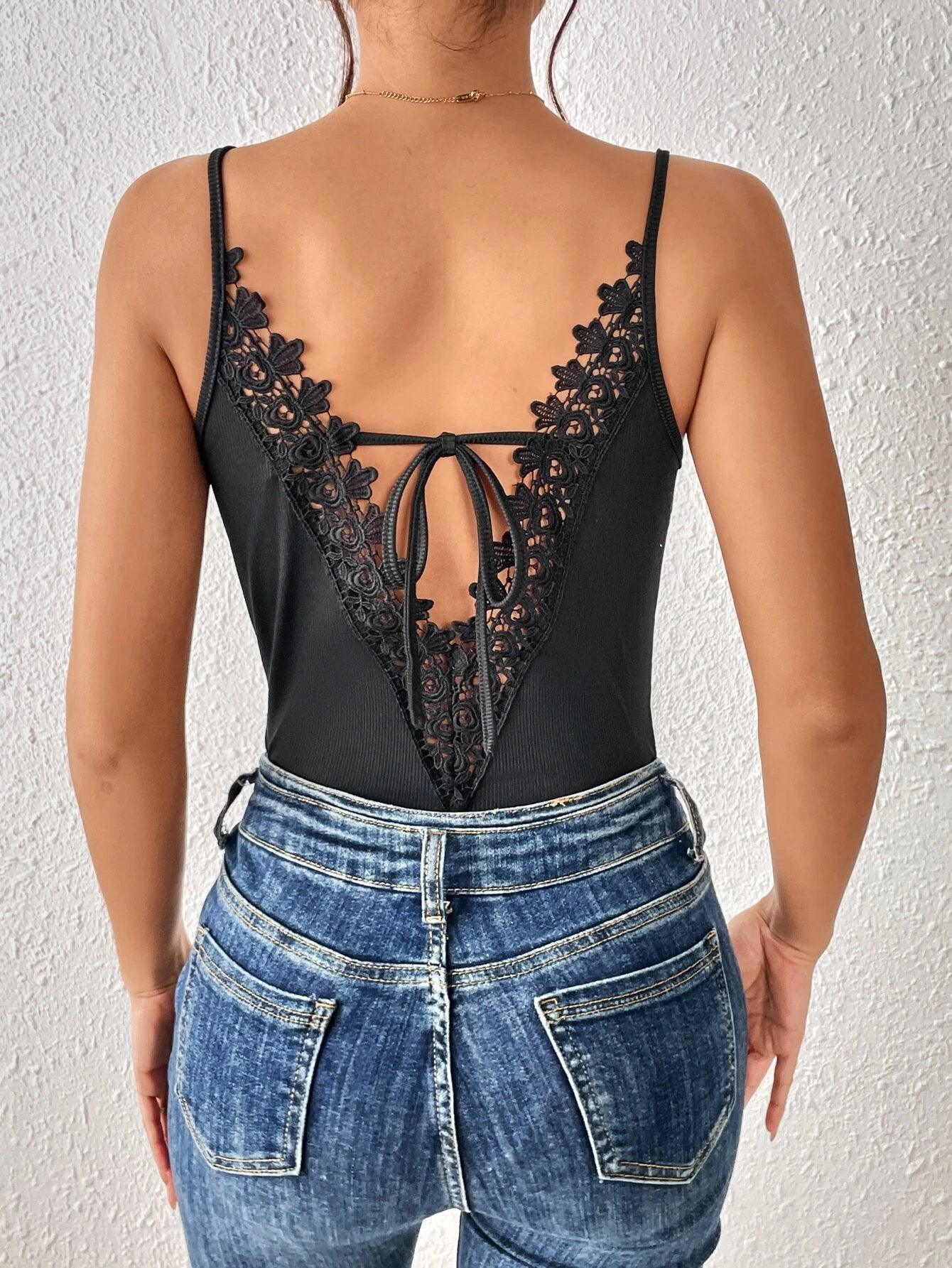 Elegant Backless Cami Bodysuit-Comfy Jumpsuits