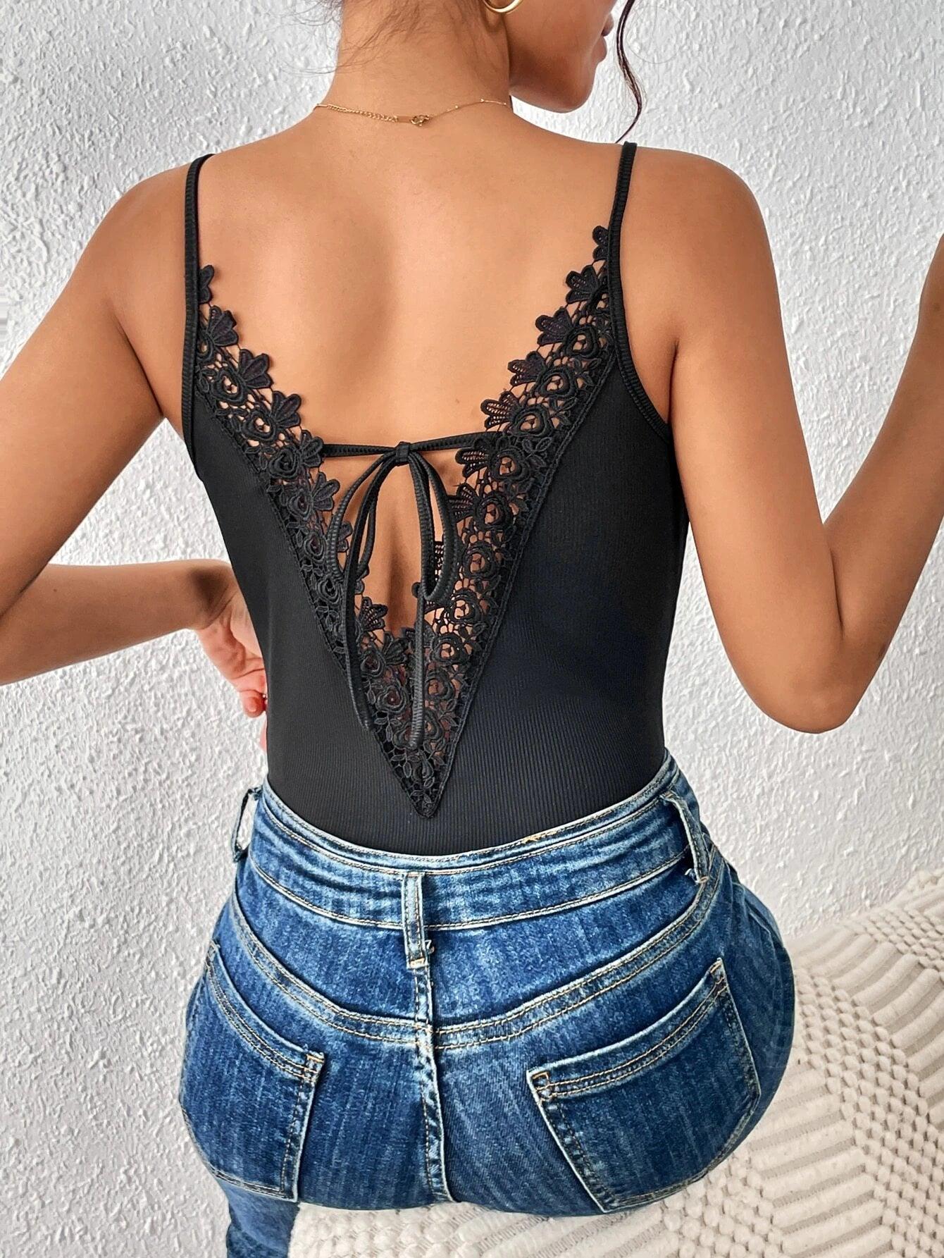 Elegant Backless Cami Bodysuit-Comfy Jumpsuits