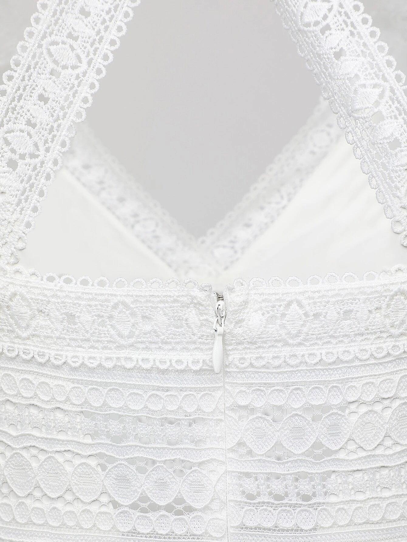 Lace Bordered Wide Length Jumpsuit-Comfy Jumpsuits