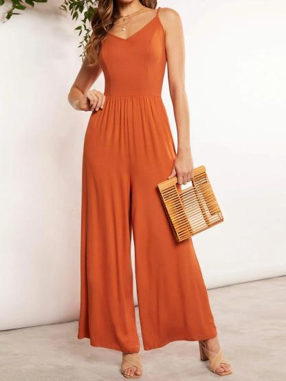 Wide Leg Cami Jumpsuit-Comfy Jumpsuits
