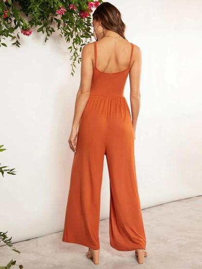 Wide Leg Cami Jumpsuit-Comfy Jumpsuits
