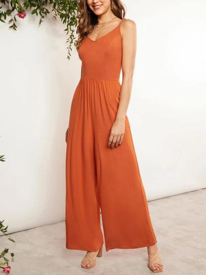 Wide Leg Cami Jumpsuit-Comfy Jumpsuits