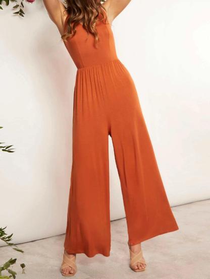 Wide Leg Cami Jumpsuit-Comfy Jumpsuits