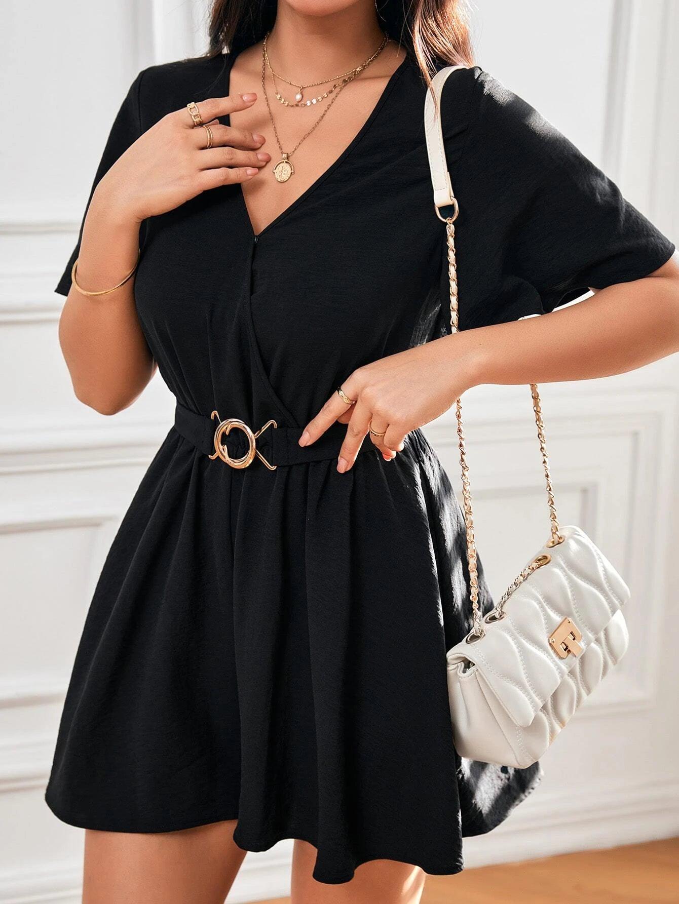 Solid Colored V Neck Belted Romper-Comfy Jumpsuits