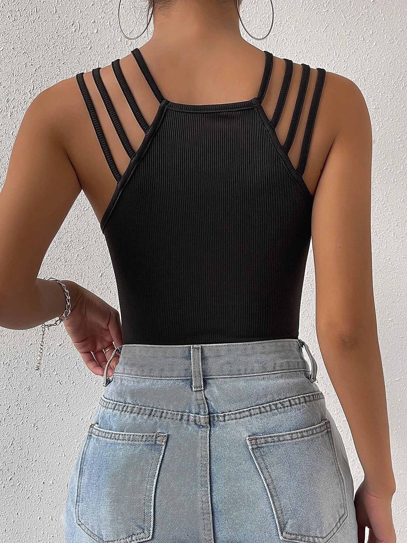 Casual Halter Neck Bodysuit-Comfy Jumpsuits