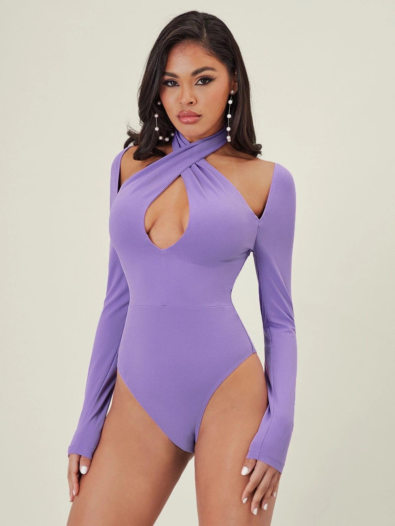 Slimfit Halter Neck Bodysuit-Comfy Jumpsuits
