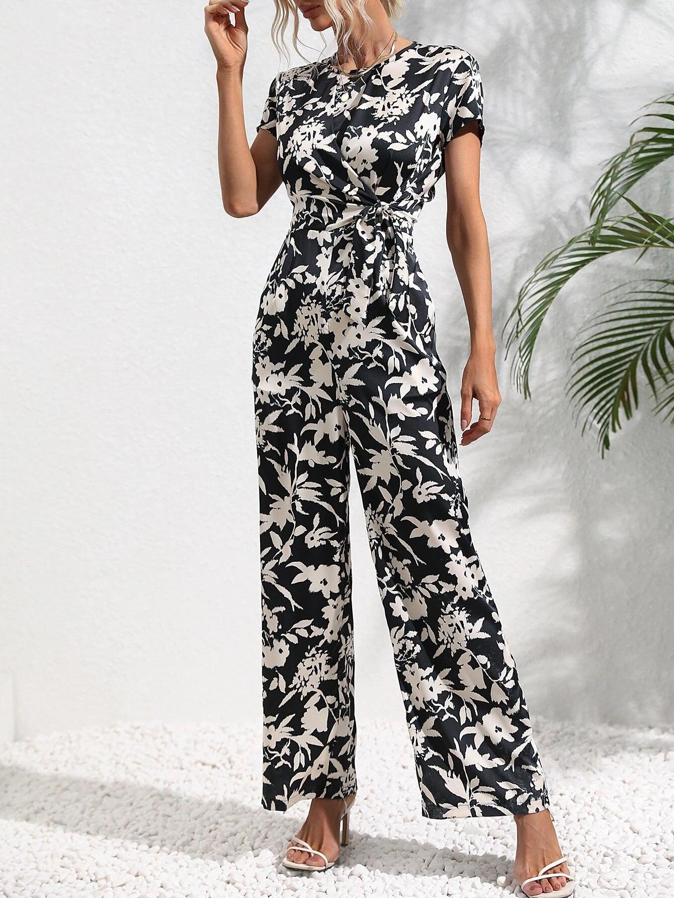 Knot Detail Jumpsuit-Comfy Jumpsuits